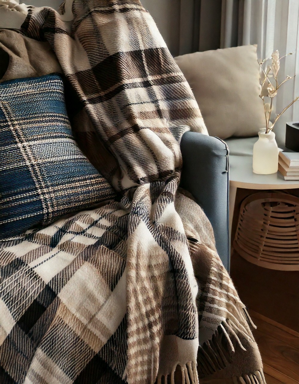 Muted Plaid Textiles for a Chic Look