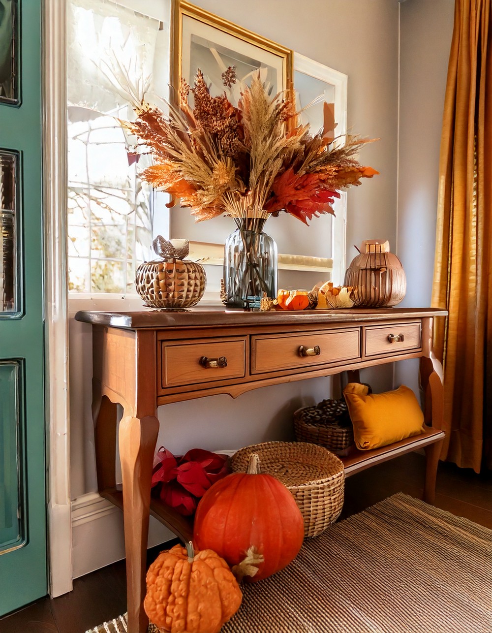 Narrow Entry Table with Fall Accents