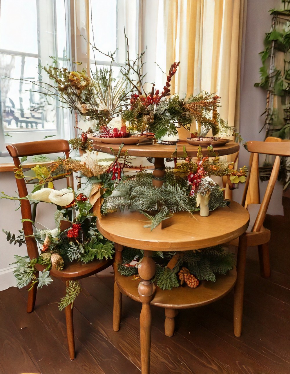Nesting Tables with Seasonal Centerpieces