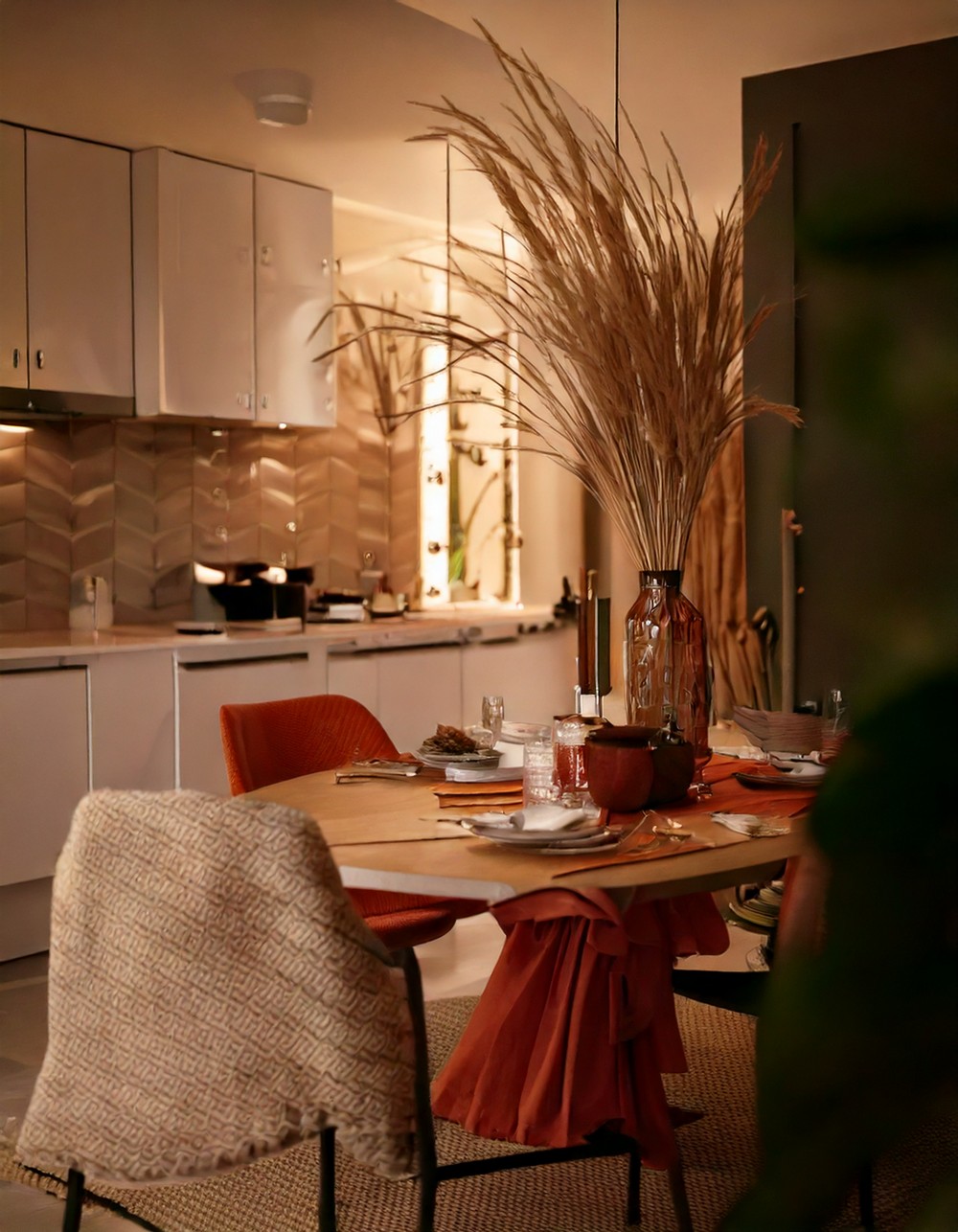 Neutral Tones with Hints of Burnt Orange