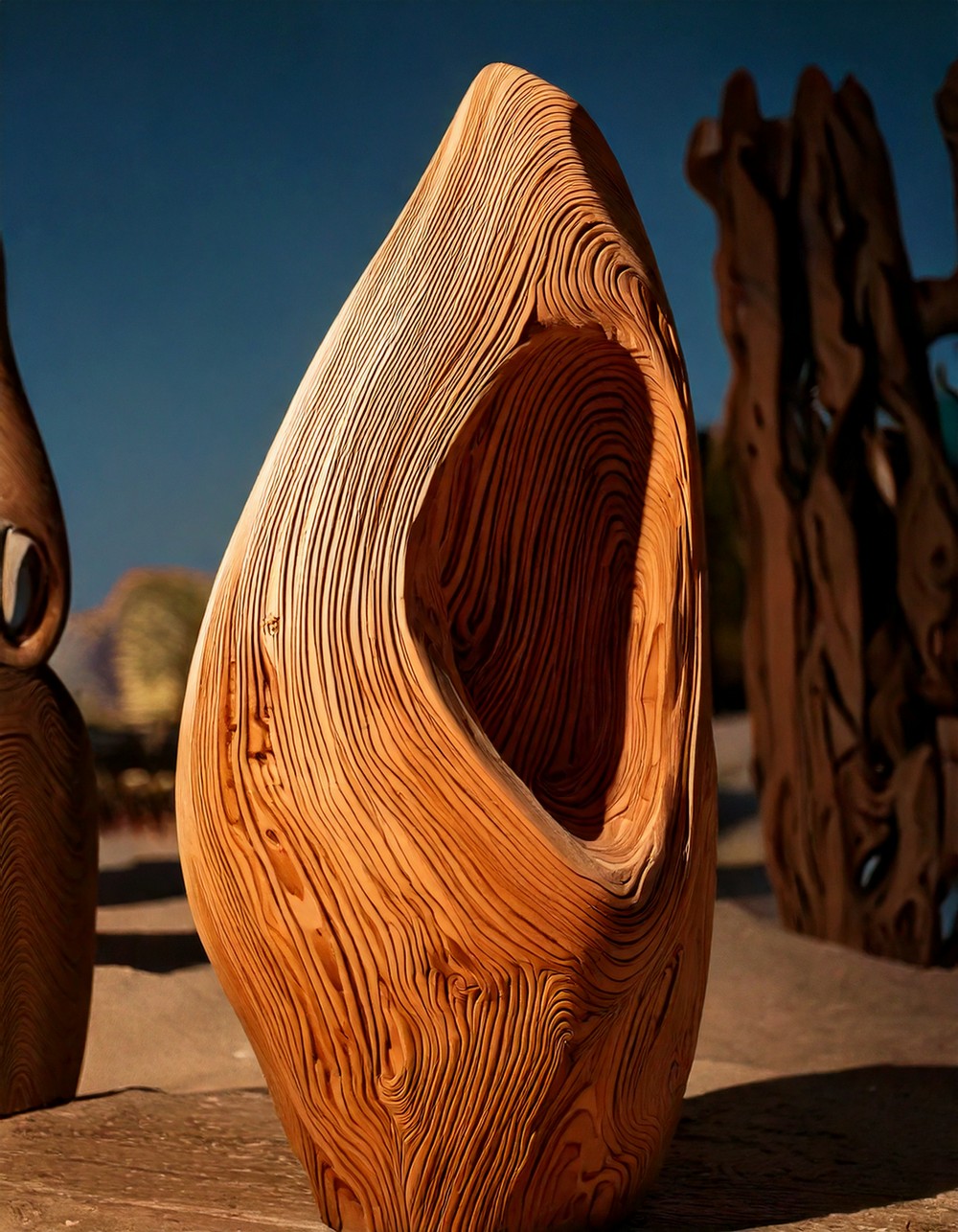 Organic-Shaped Wooden Sculptures