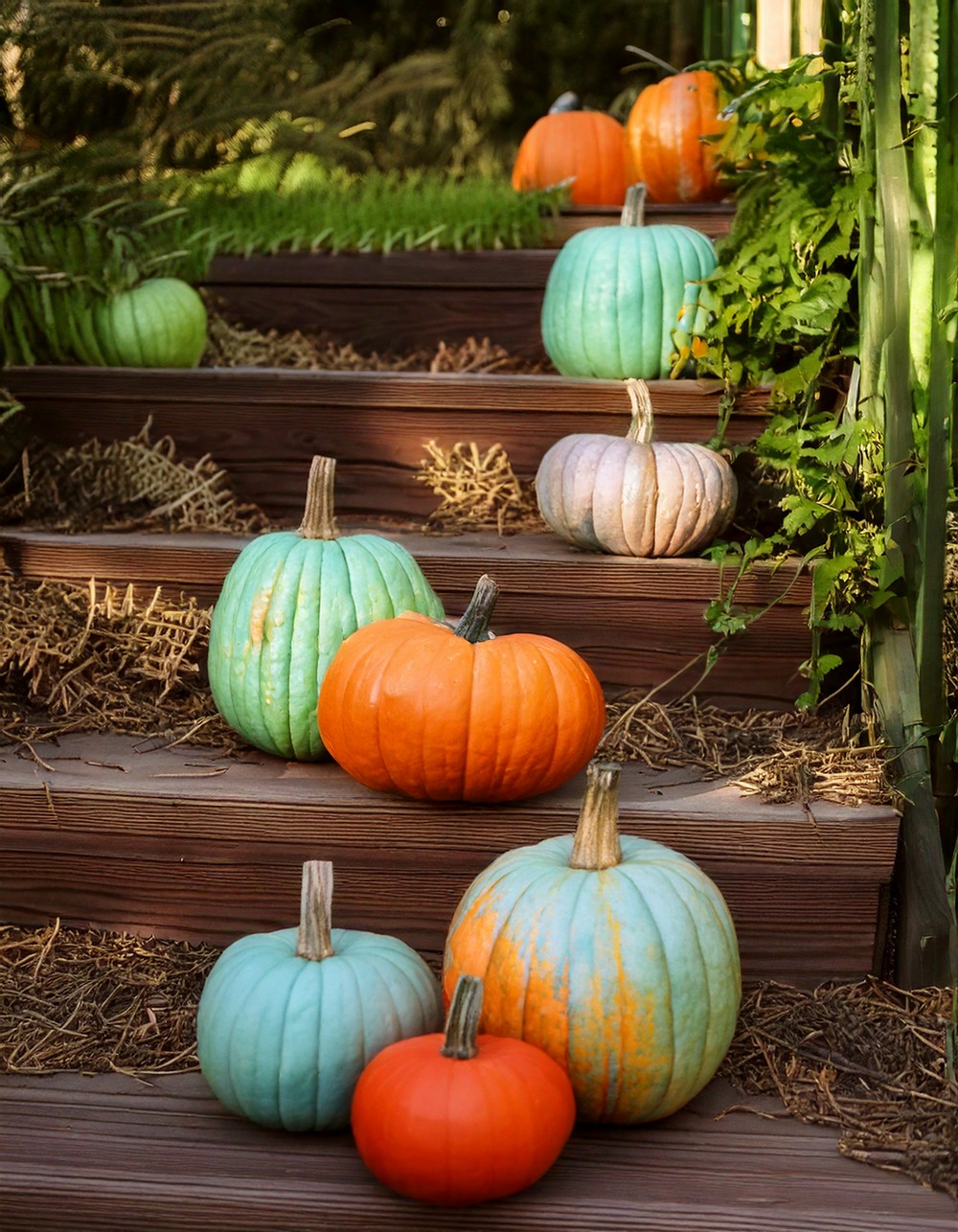Painted Wooden Pumpkins for Steps