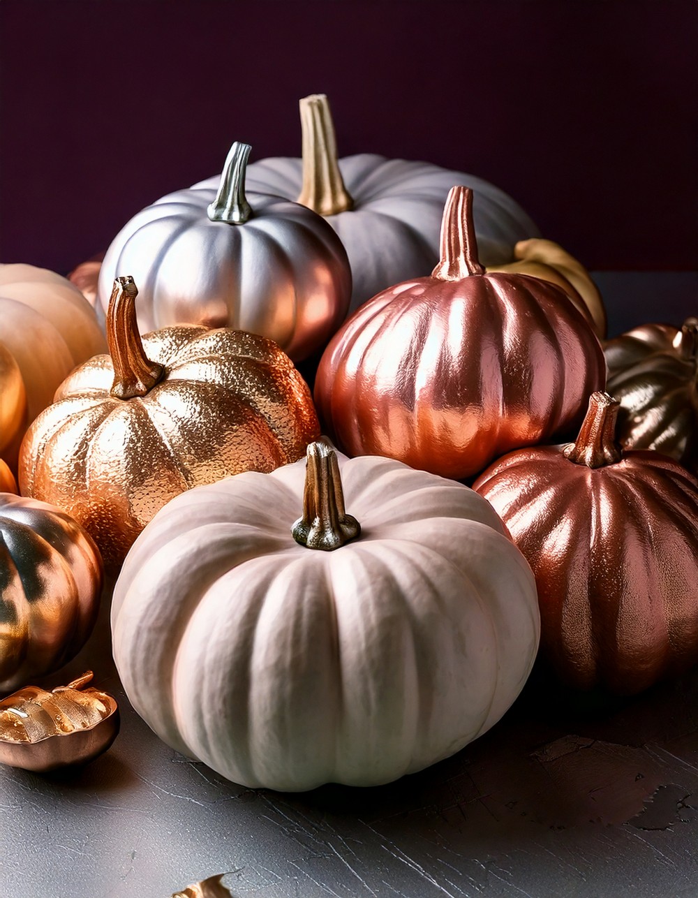 Pastel and Metallic Pumpkin Arrangement