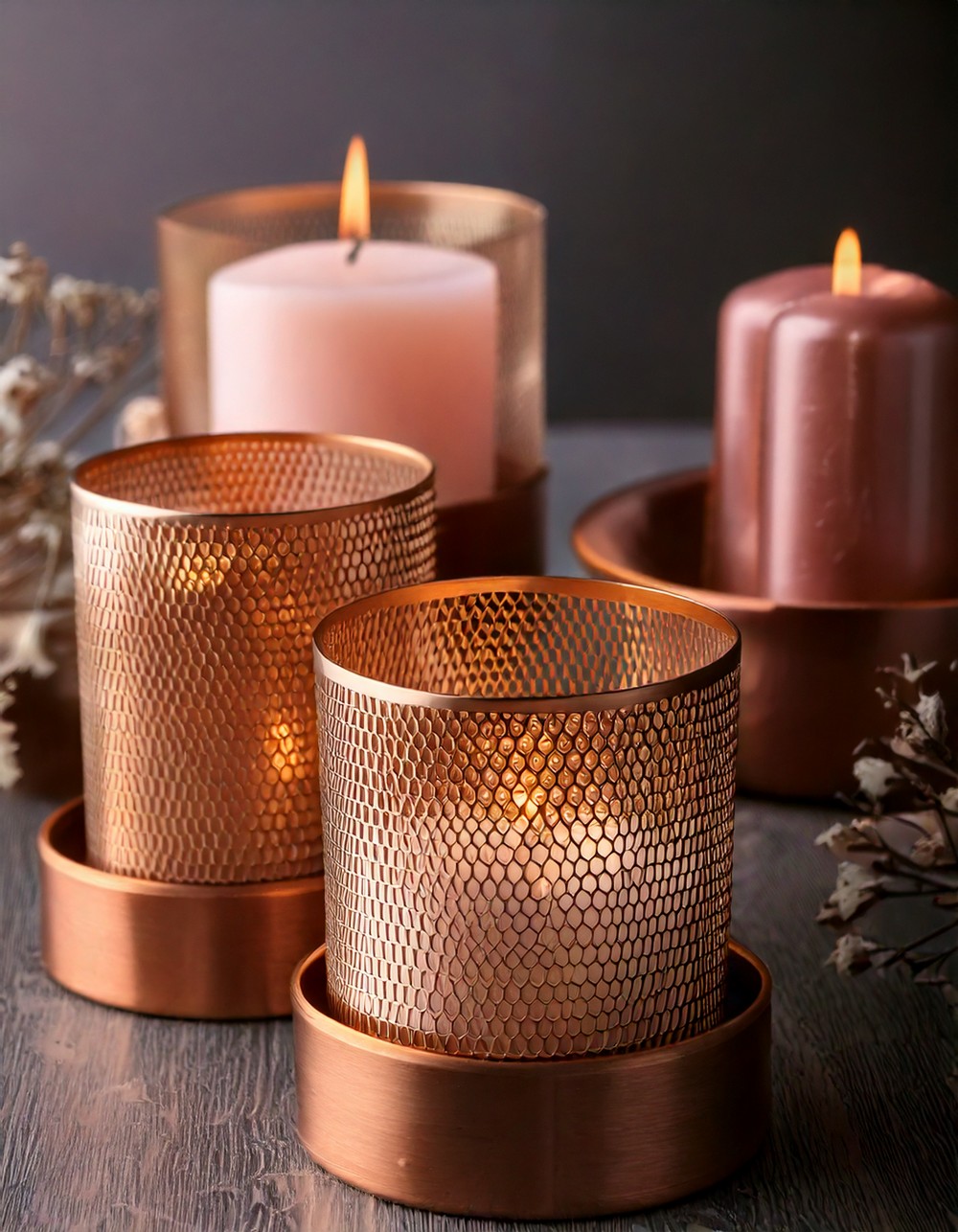 Rose Gold Candle Holders for a Warm Glow