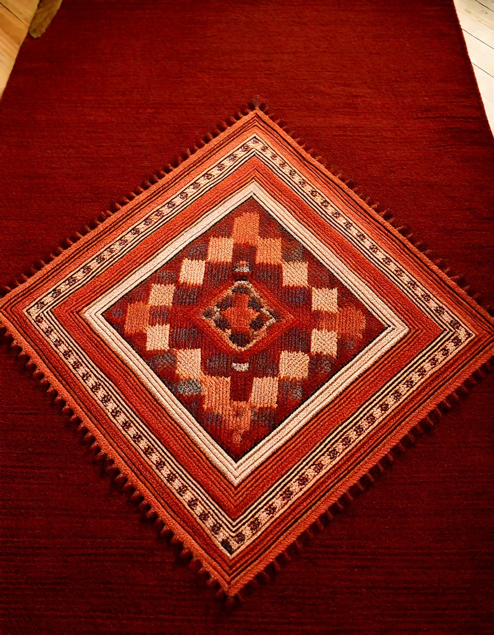 Rust-Colored Geometric Rug