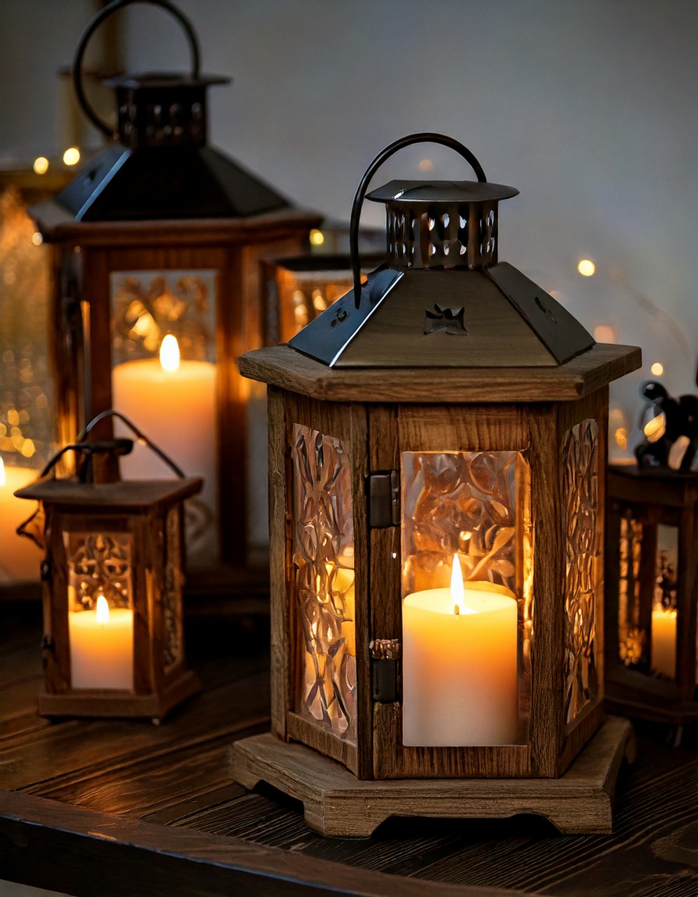 Rustic Lanterns with LED Candles