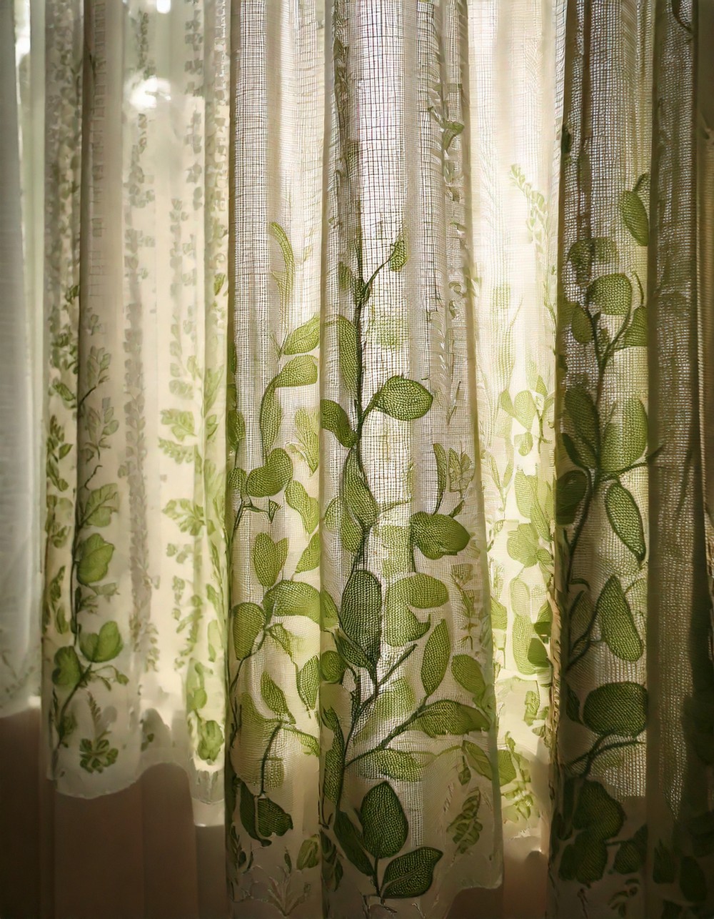Sheer Curtains with Leaf Embroidery