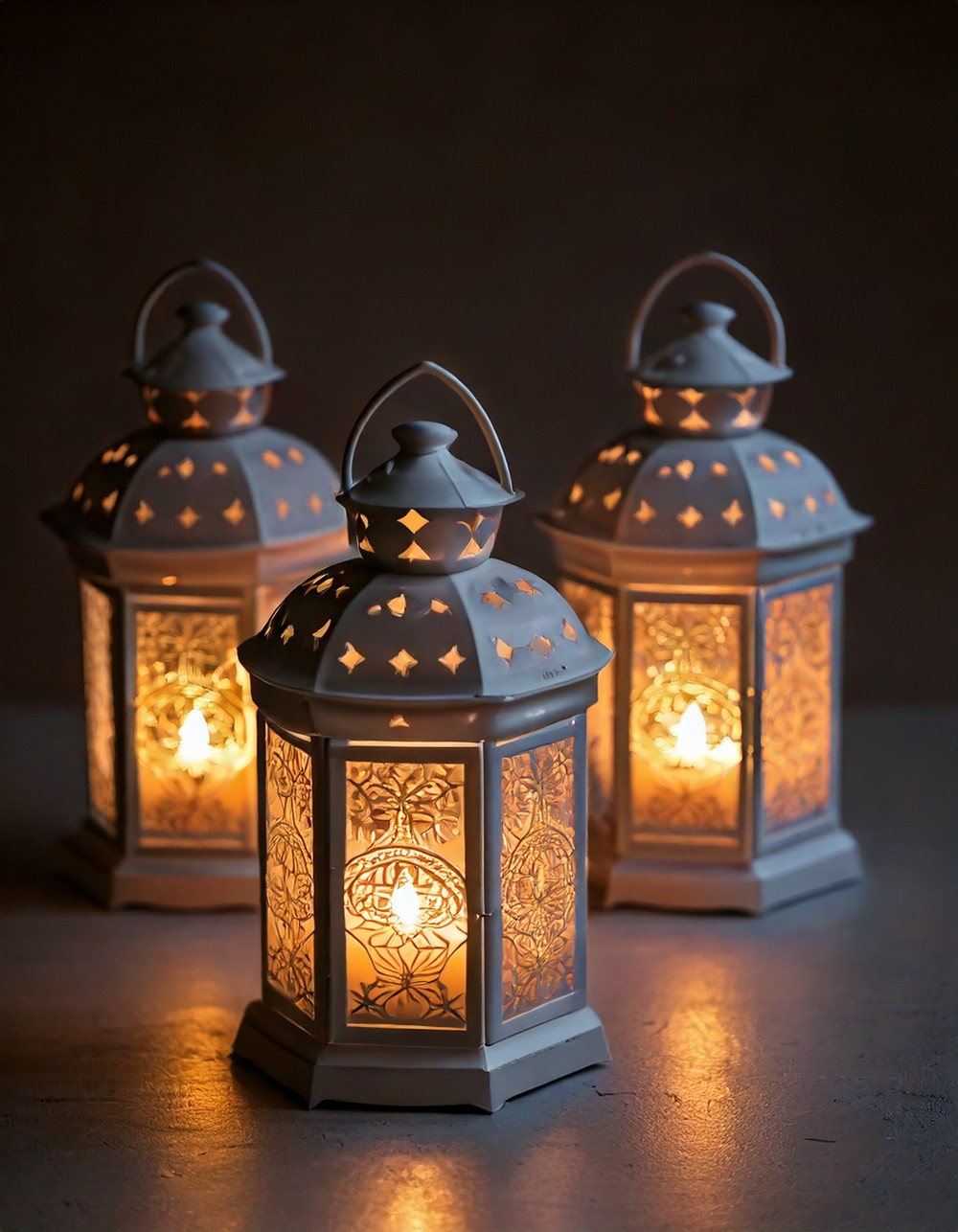 Small Lantern Trio with LED Candles