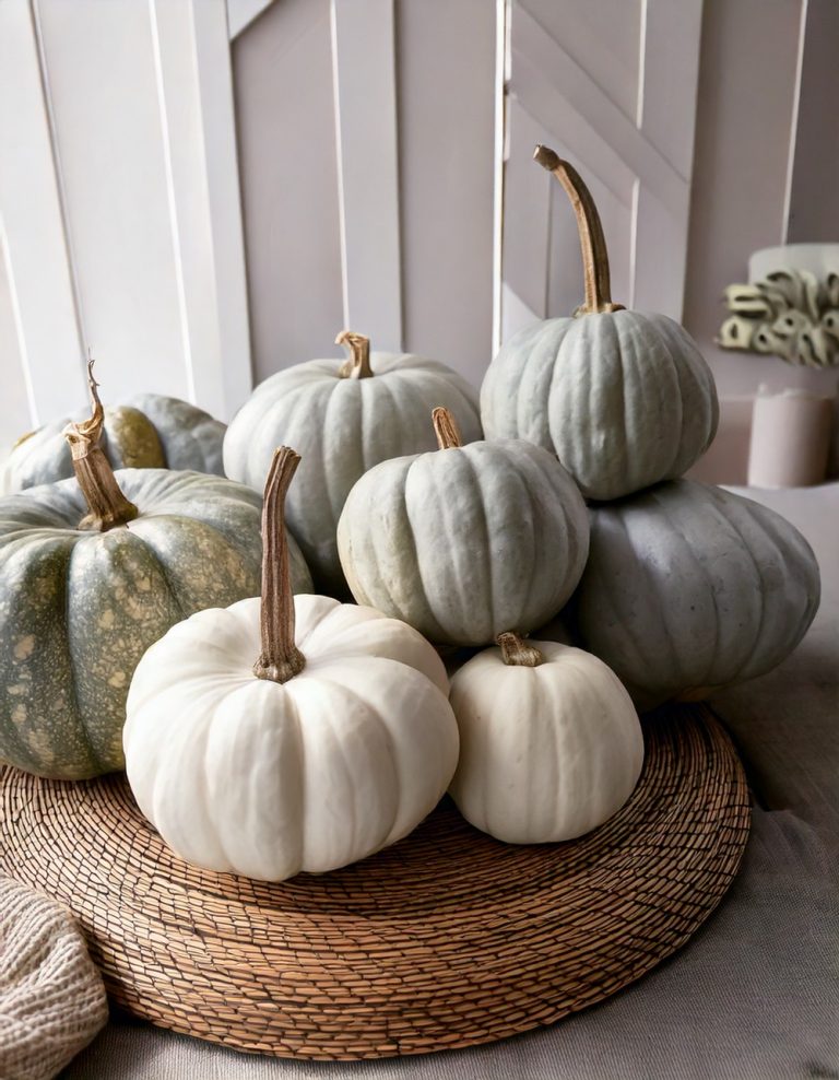 Soft Gray or Ivory Pumpkins for a Modern Touch