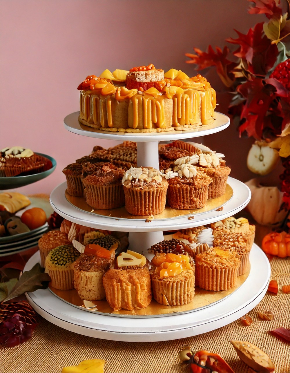 Stacked Cake Stands with Fall Treats