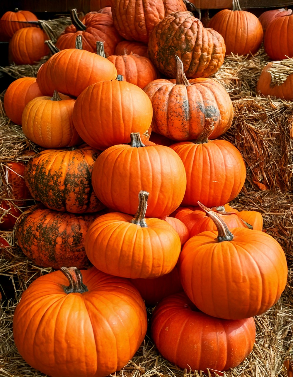 Stacked Pumpkins in Varied Sizes and Materials