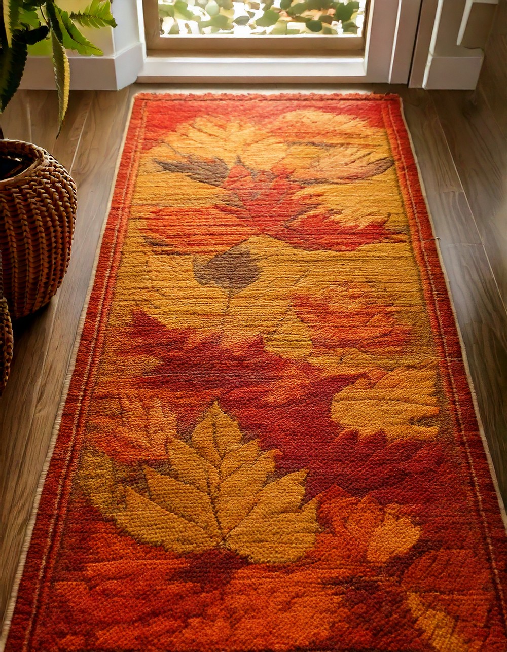 Stenciled Fall Doormat with Leaf Motif