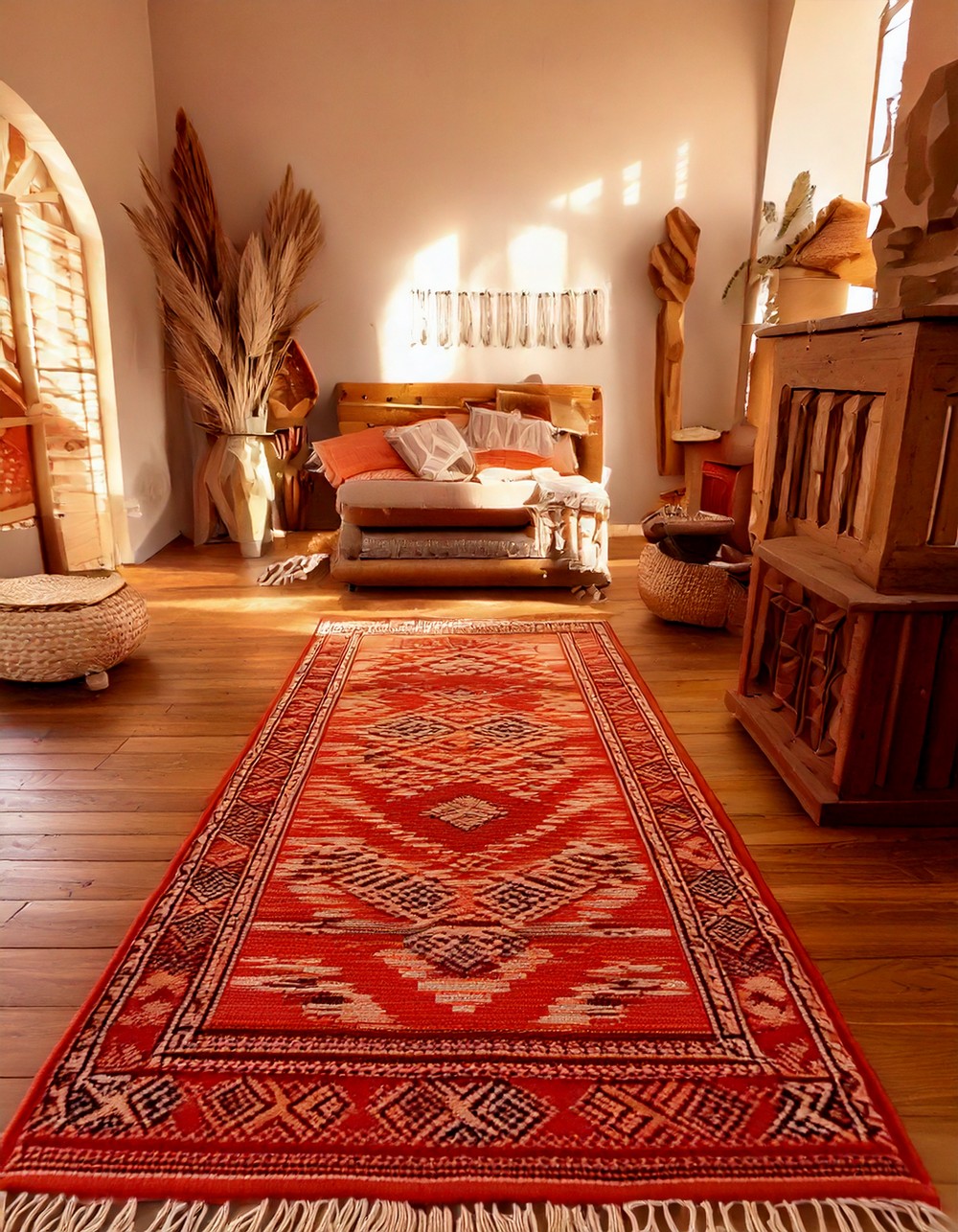 Terracotta and Cream Southwestern Rug