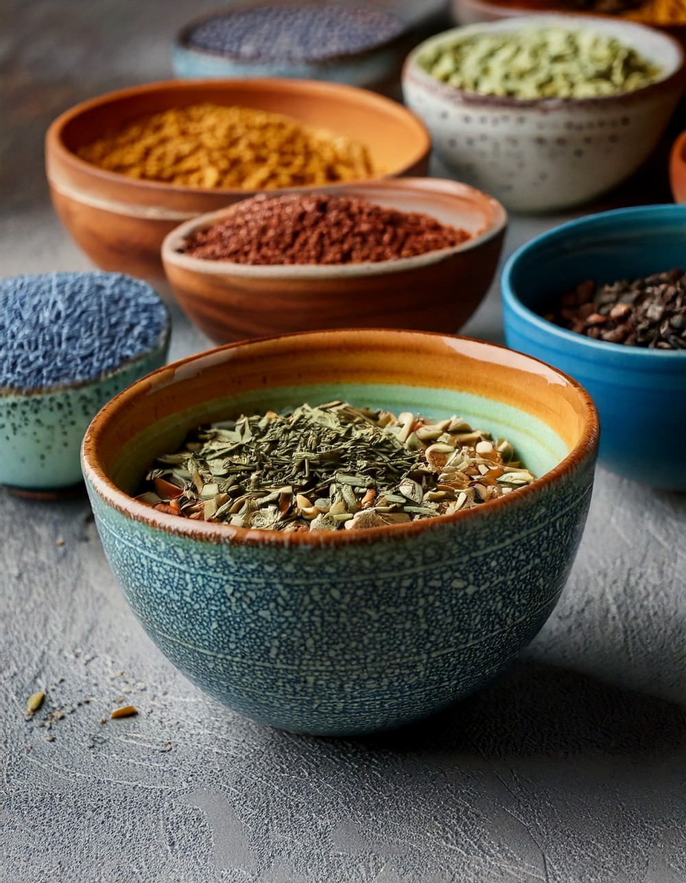 Textured Ceramic Bowls with Natural Fillers