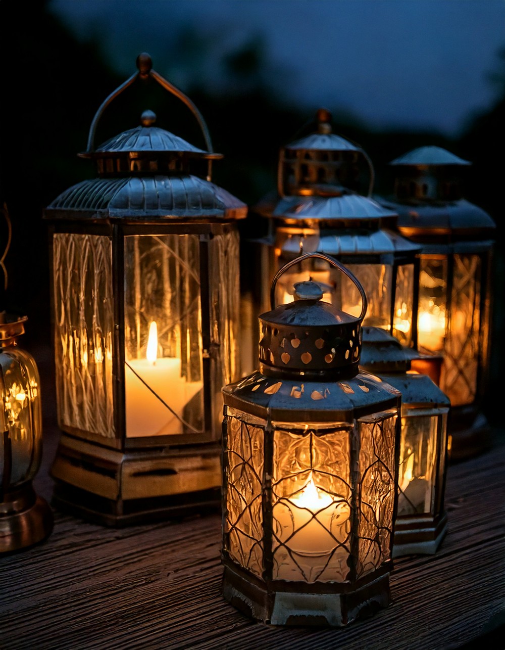 Thrifted Lanterns with LED Tea Lights