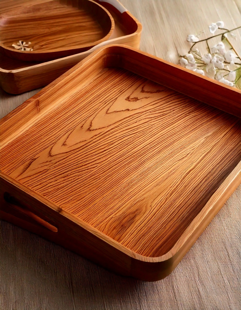 Unfinished Wood Trays with Subtle Decor
