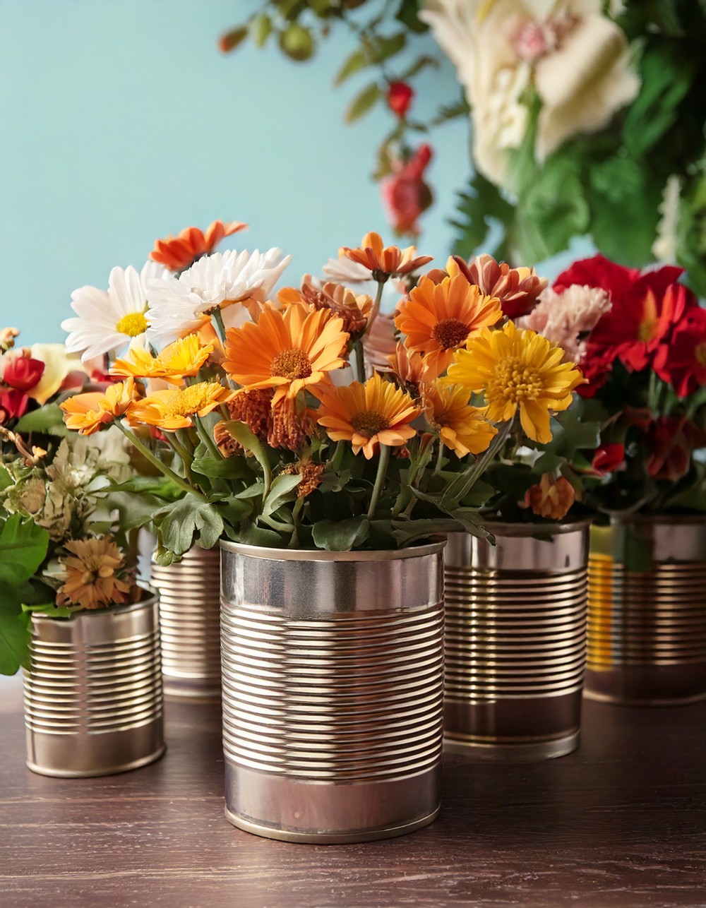 Upcycled Tin Can Flower Holders