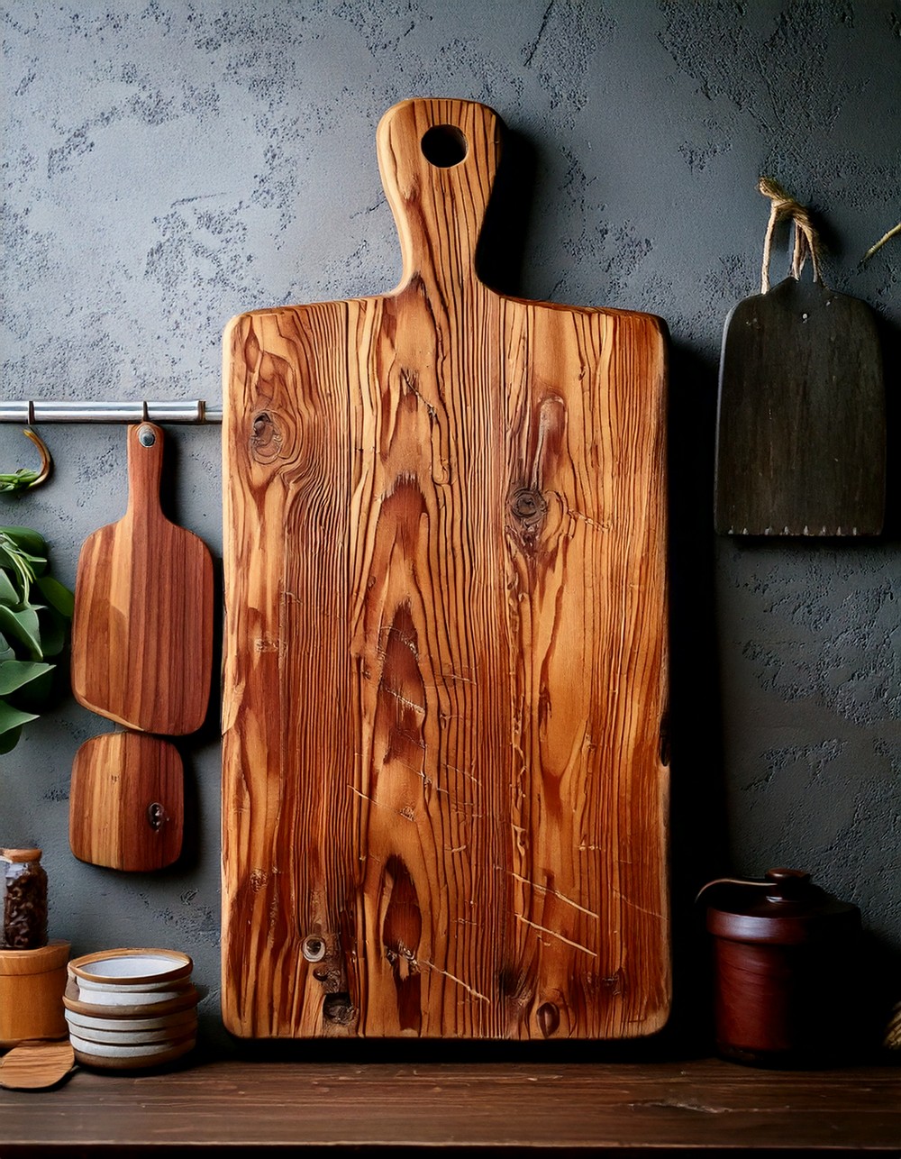 Use Distressed Wooden Cutting Boards as Wall or Counter Accents