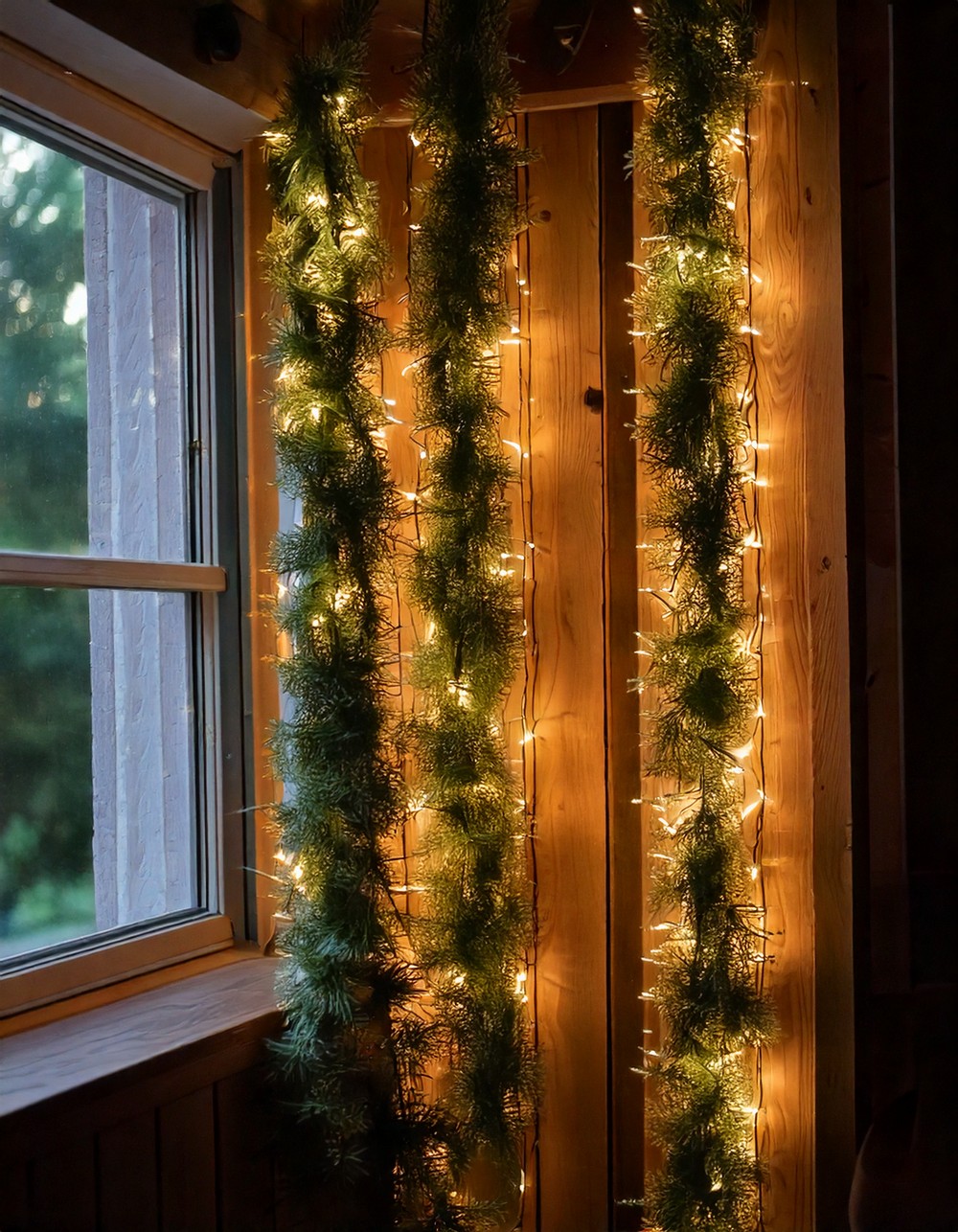Vertical Garland Hung Beside Windows