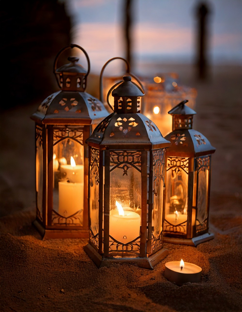Vintage Lanterns with Flickering Candles