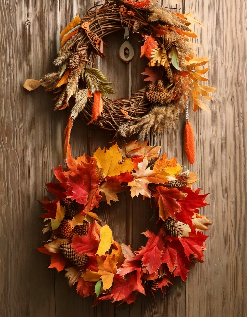 Wall Hooks with Hanging Fall Wreaths