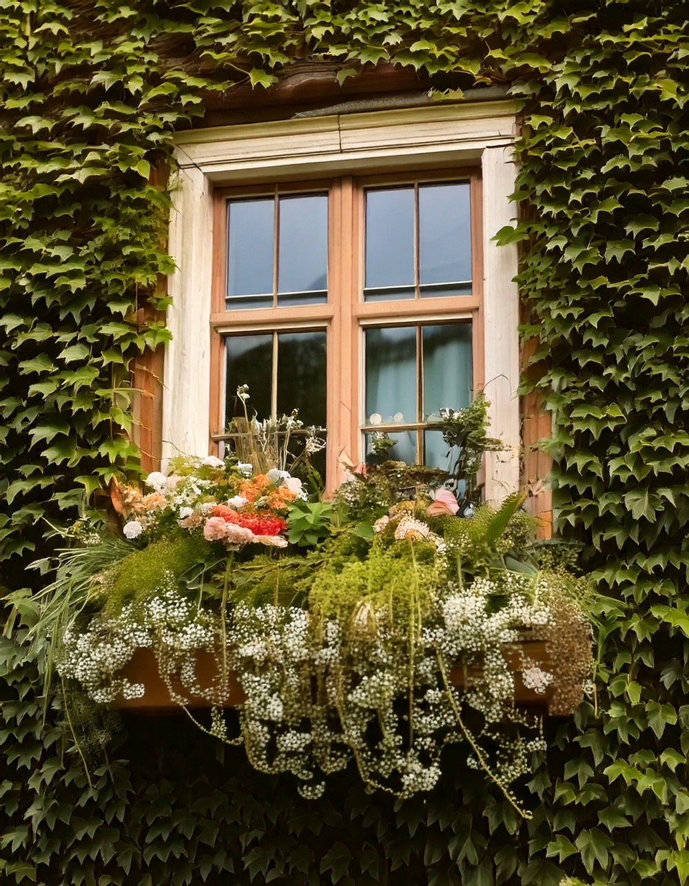 Window Box with Seasonal Florals and Ivy
