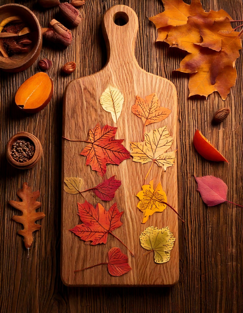 Wooden Cutting Board Makeover with Autumn Designs
