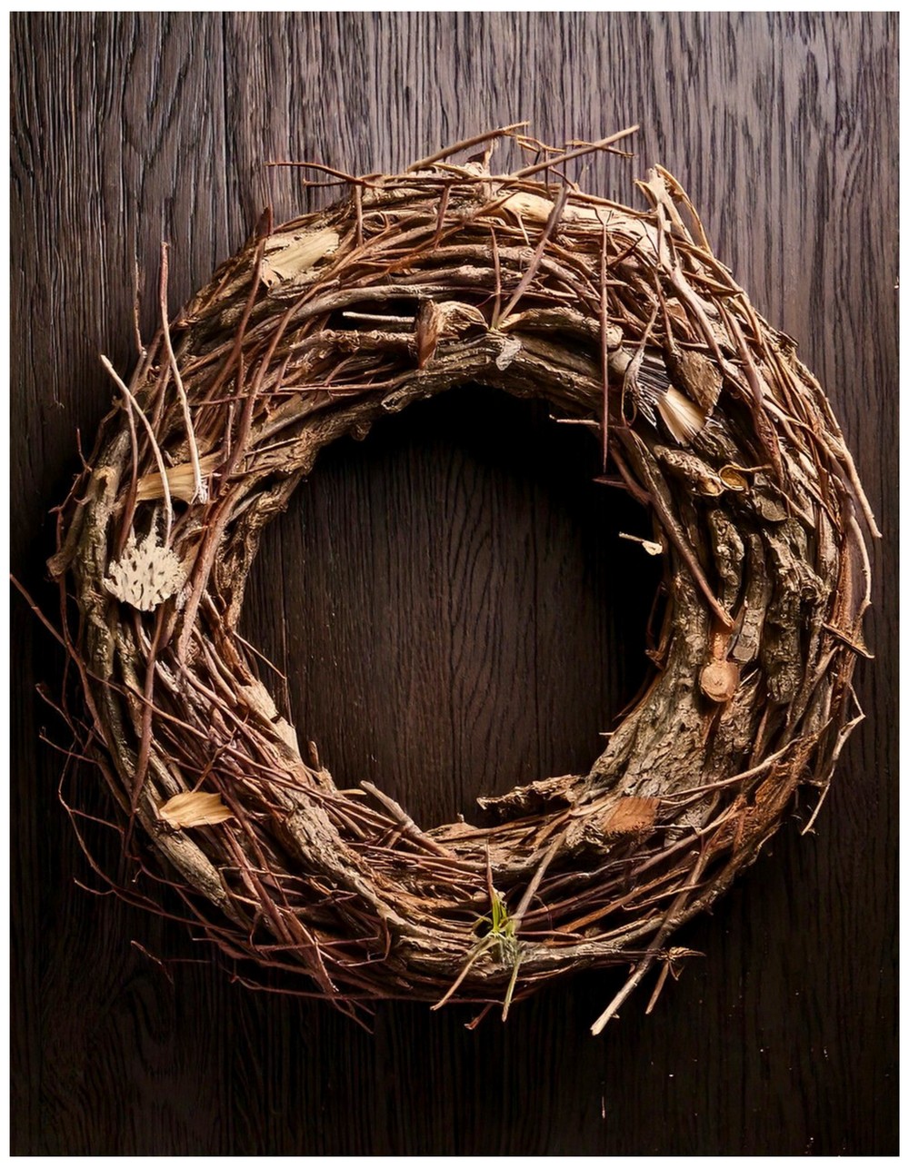 Bark and Twig Wreath with Woodland Details
