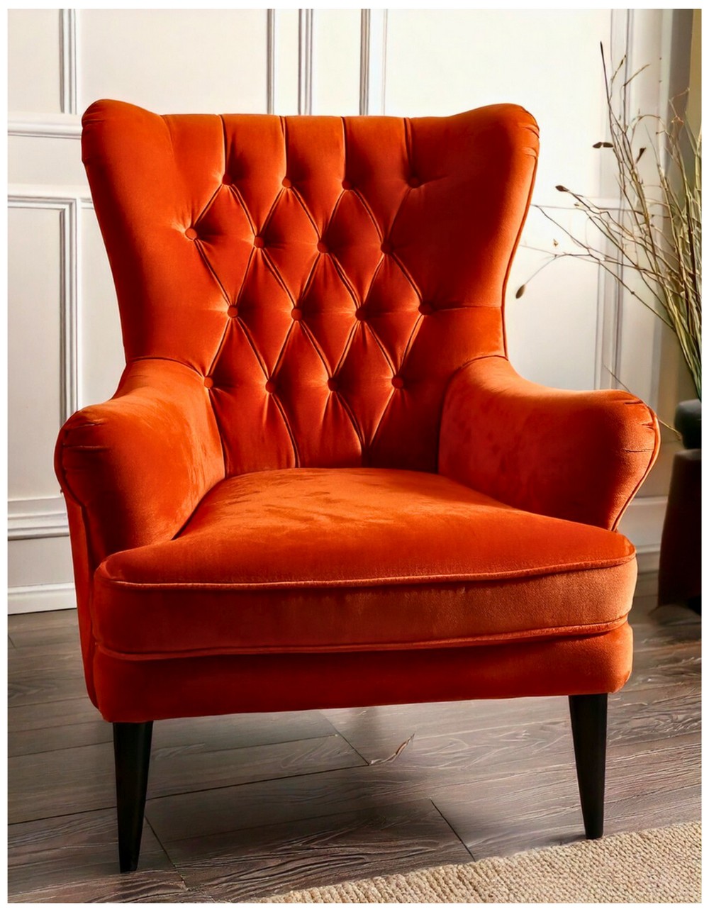 Burnt Orange Velvet Accent Chair
