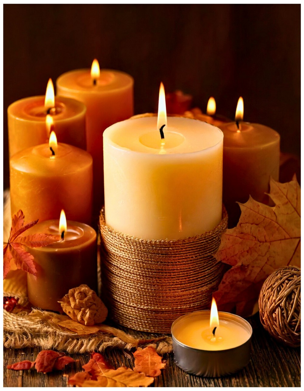 Candle Cluster in Warm Autumn Scents