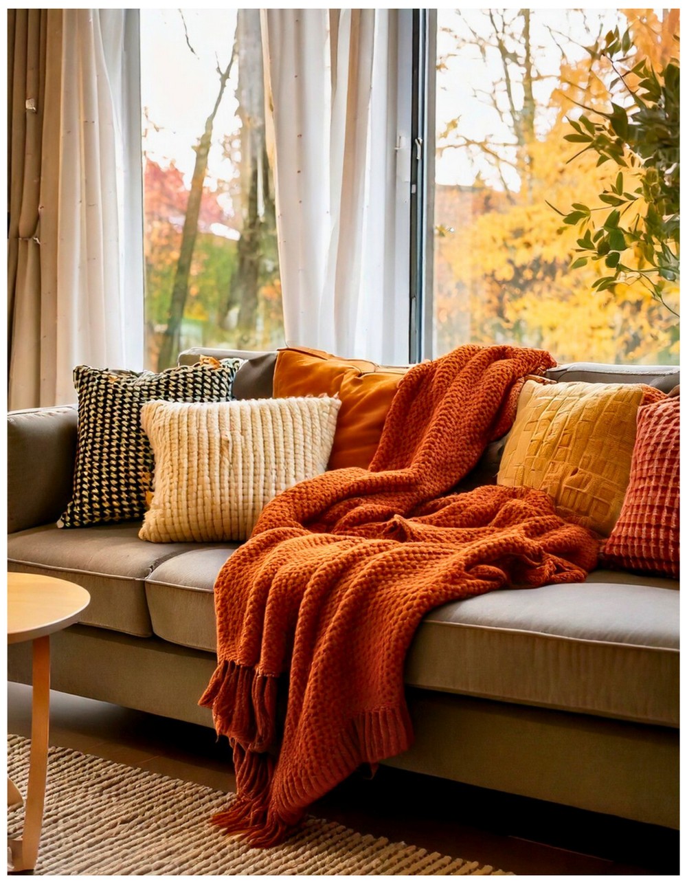 Cozy Sectional with Layered Fall Throws