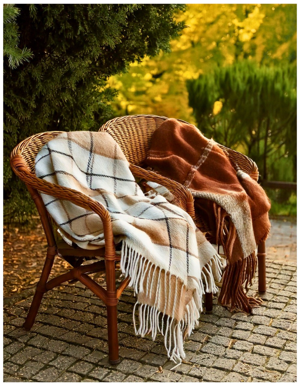 Cozy Throw Blankets on Outdoor Chairs