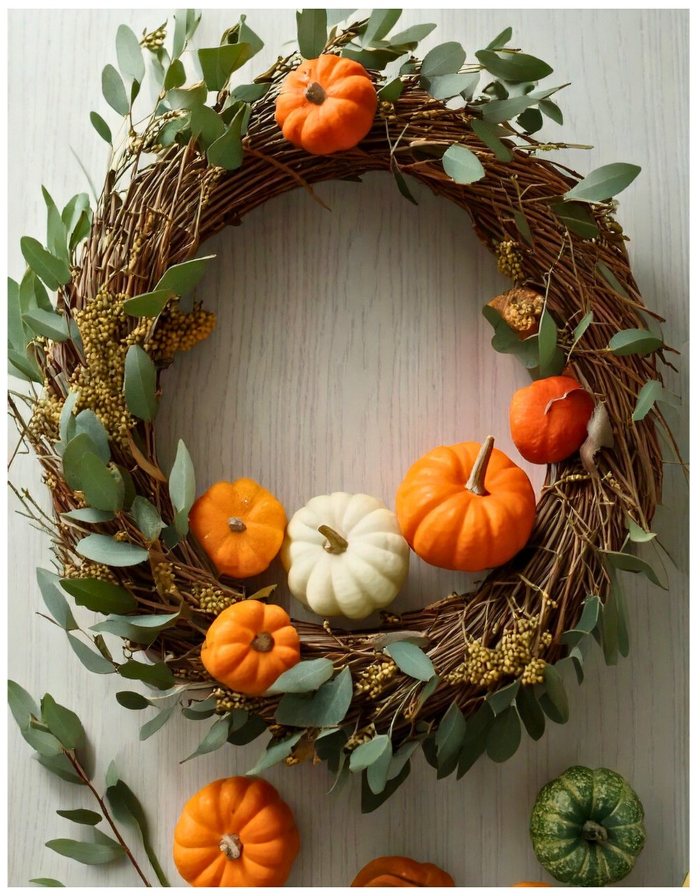 DIY Eucalyptus and Mini Pumpkin Wreath