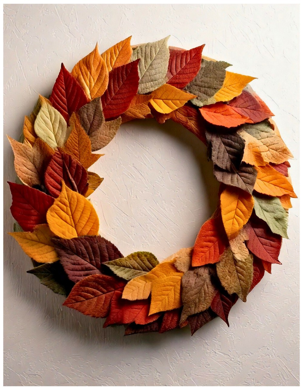 Felt Leaf Wreath in Earth Tones