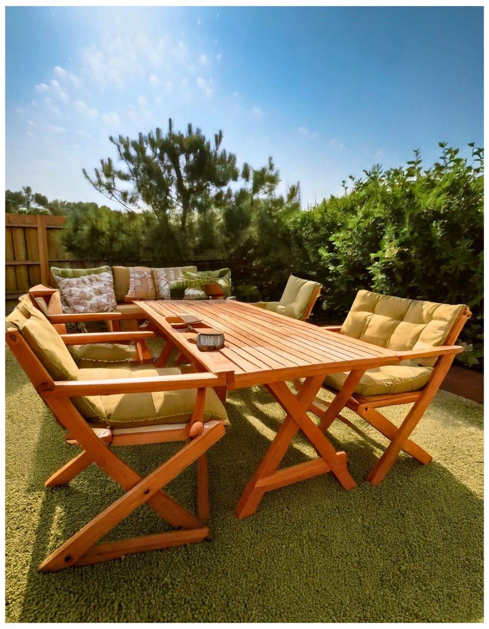 Foldable Bistro Set with Cushioned Seats