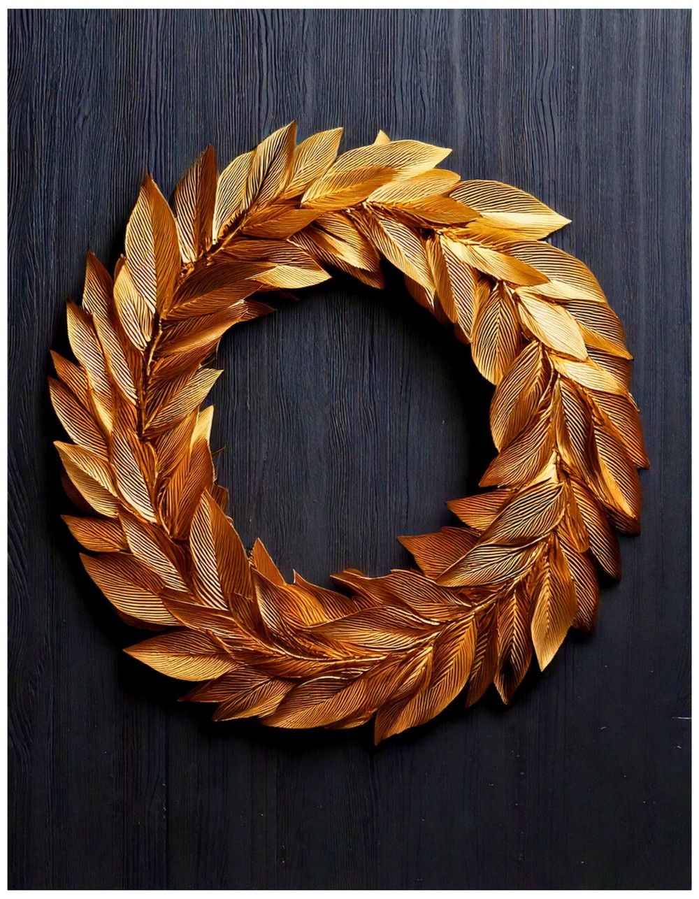 Gold Spray-Painted Leaf Wreath