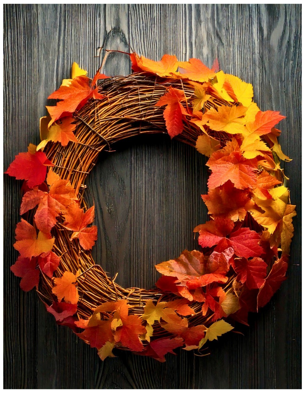 Grapevine Wreath with Autumn Foliage