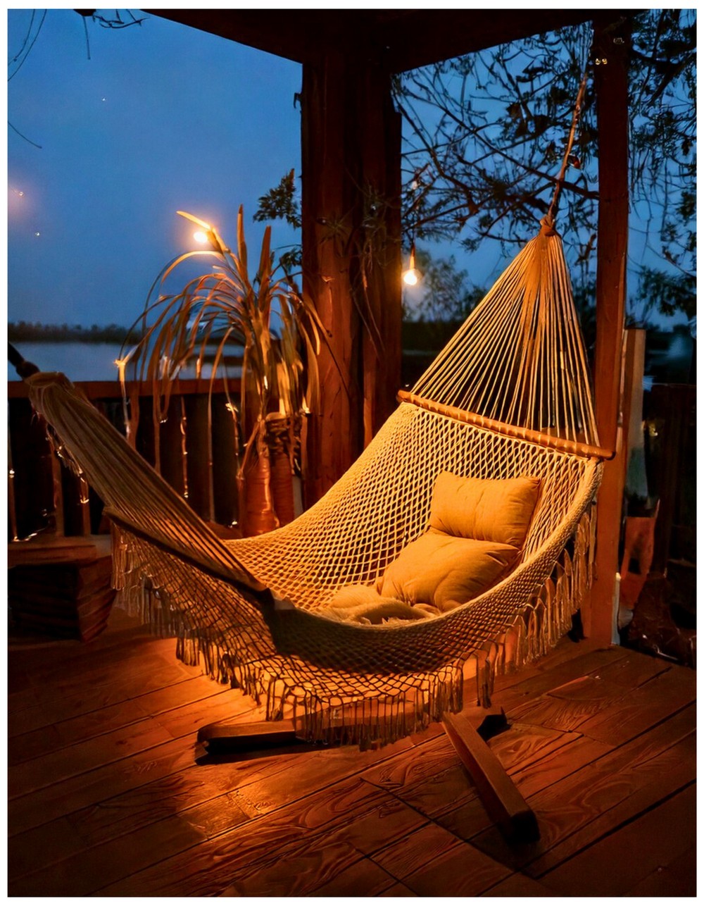 Hammock Chair with Cozy Lighting