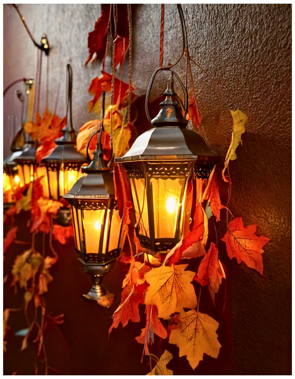 Lanterns on Hooks with Autumn Accents