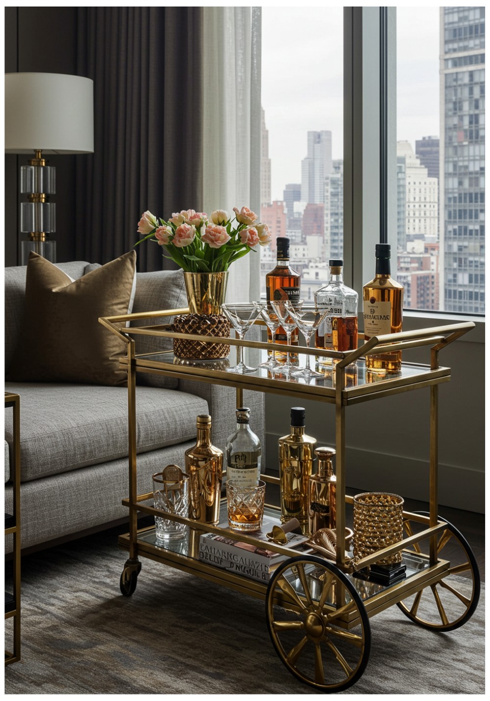 Luxe Brass Bar Cart