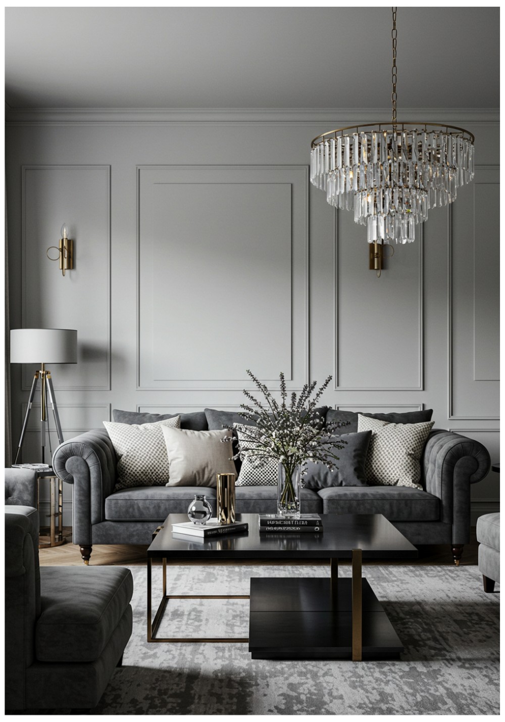 Luxe Grey With Velvet Details