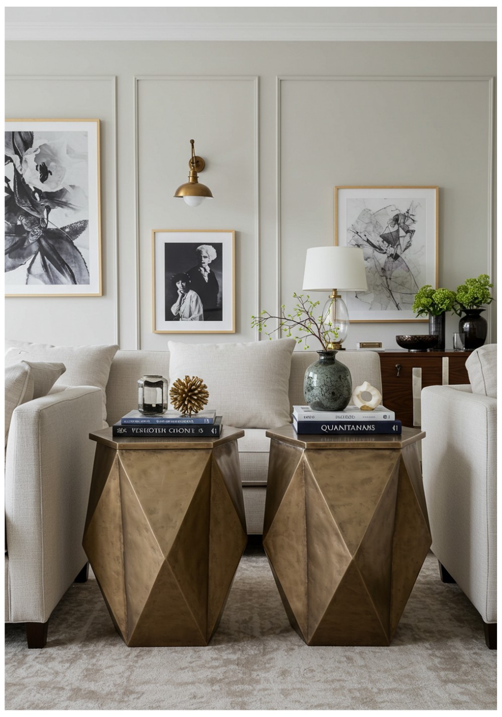 Metallic Geometric Side Tables