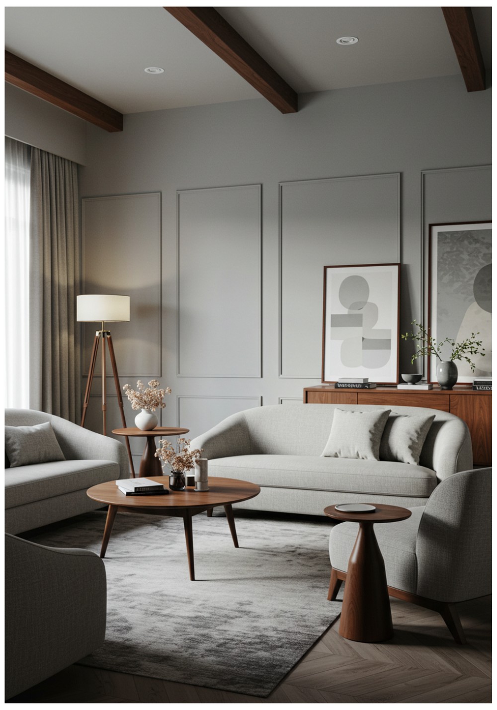 Mid-Century Modern Meets Grey Elegance