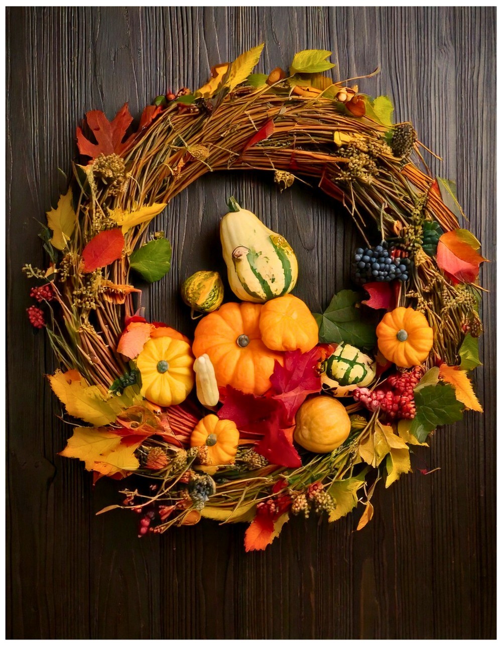 Mini Gourd and Leaf Cluster Wreath