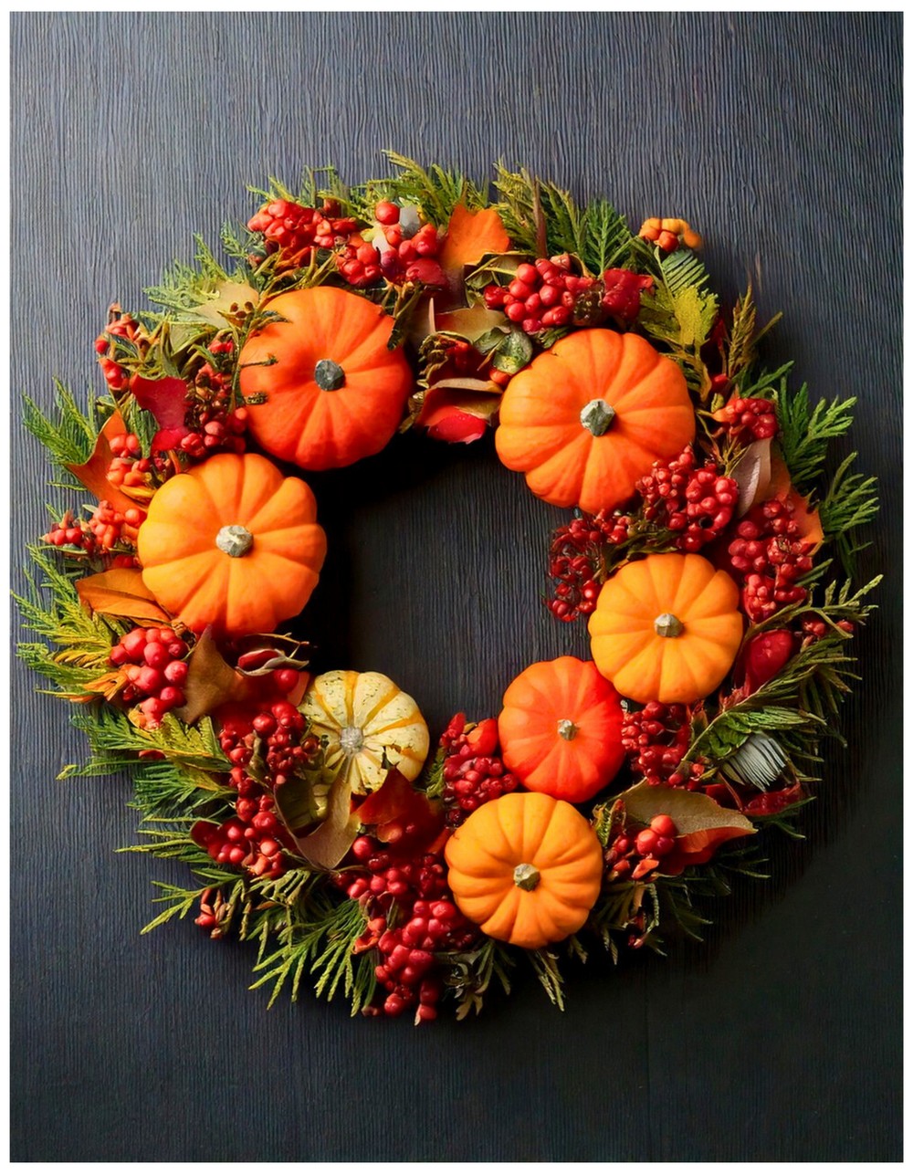 Mini Pumpkin and Berry Wreath