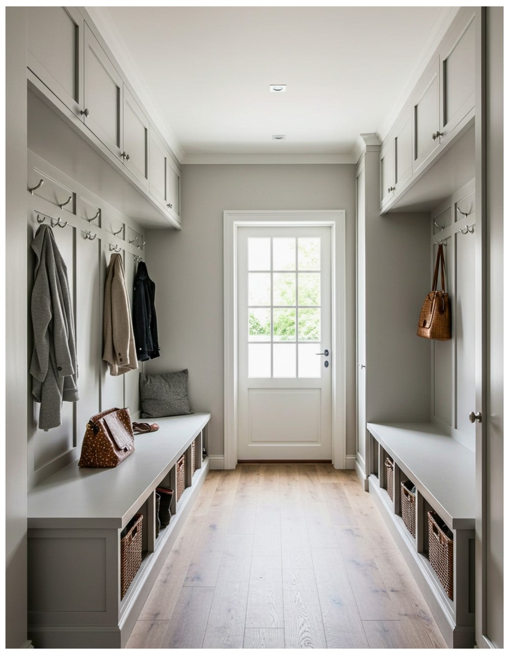 Mudroom Hallway with Mirror Wall