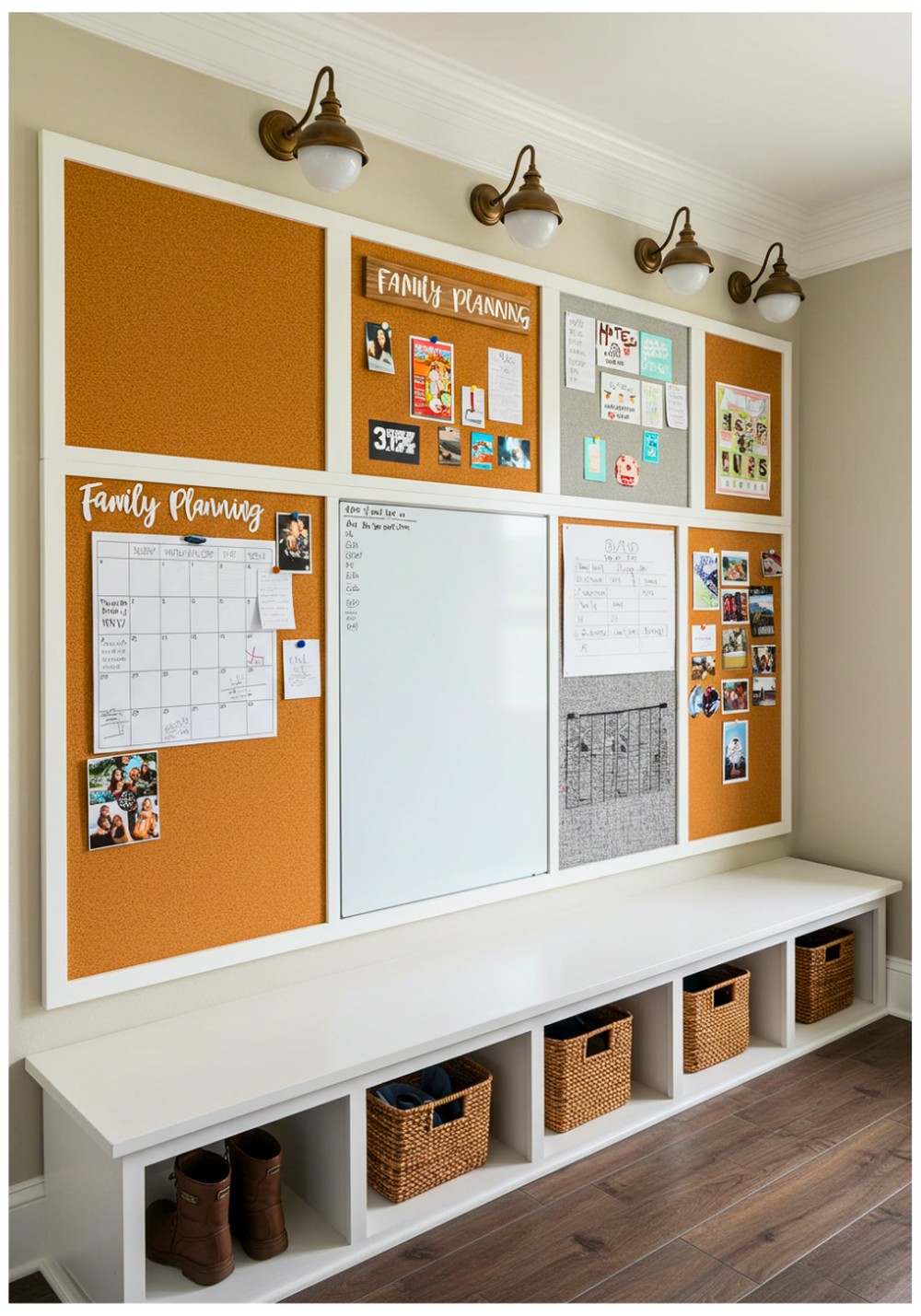 Multi-Panel Bulletin Board to Organize Your Mudroom Efficiently