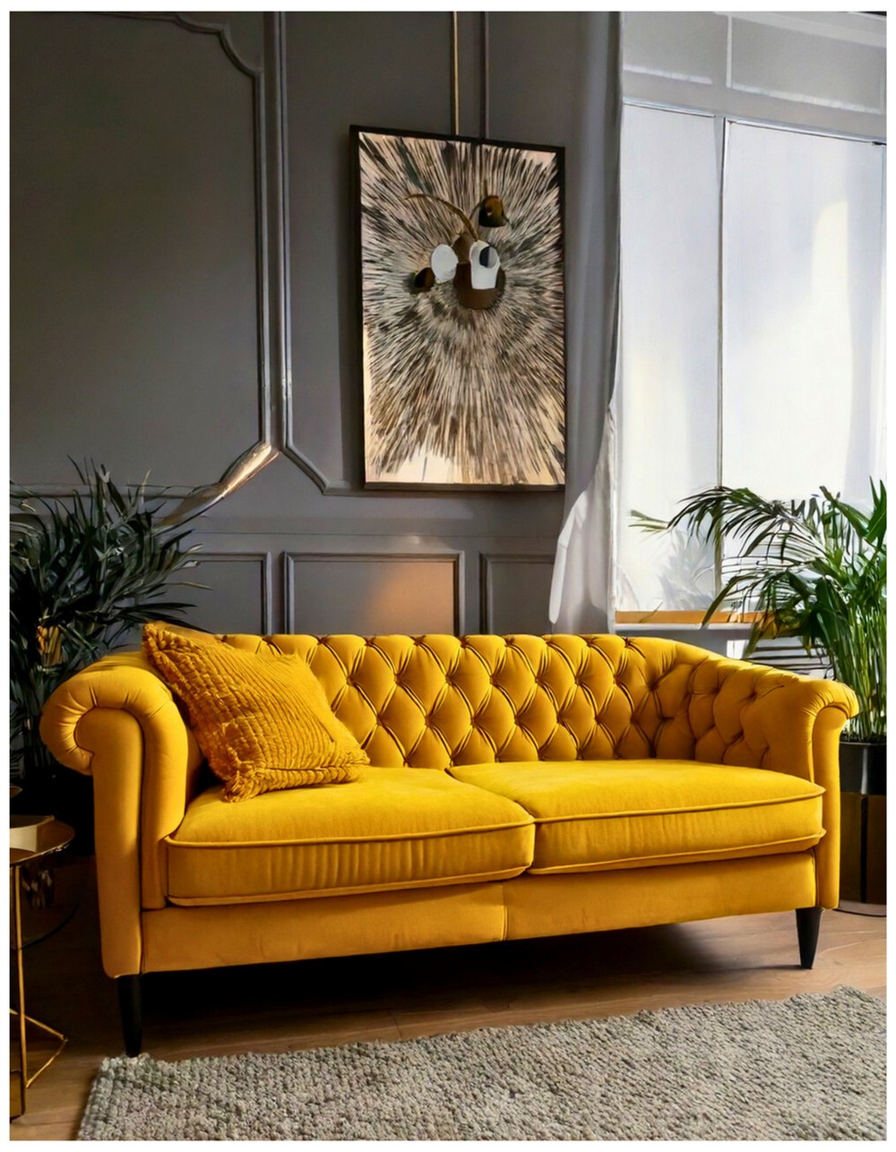 Mustard Yellow Velvet Sofa for a Bold Statement