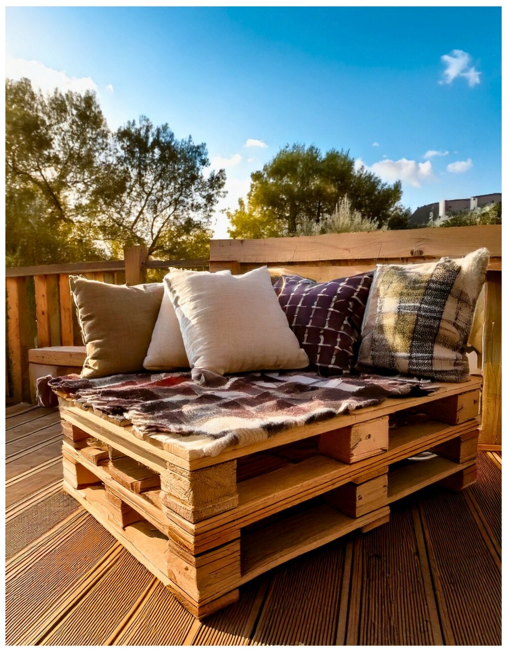 Pallet Seating with Flannel Cushions