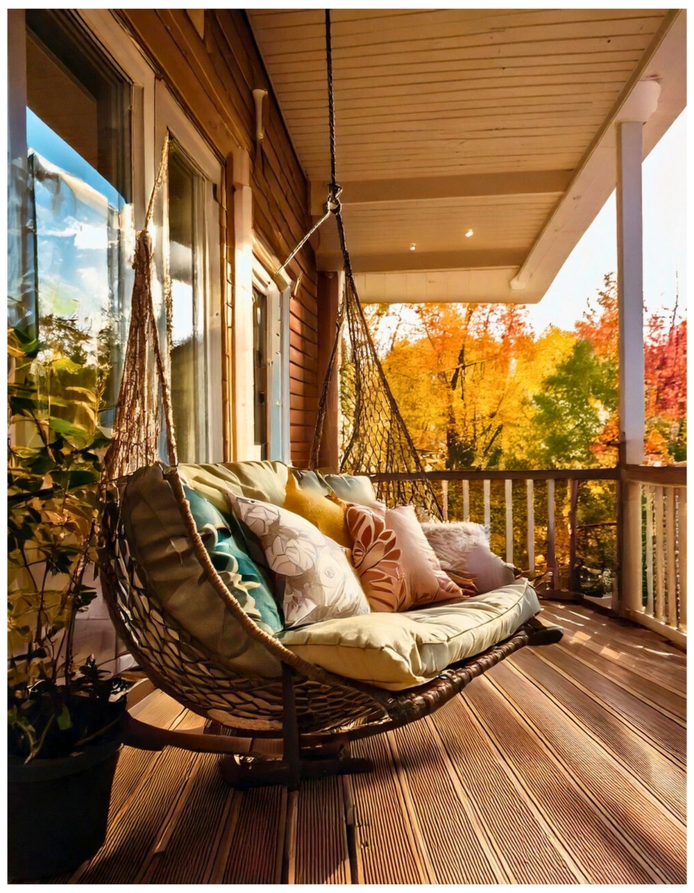 Porch Glider with Seasonal Pillows